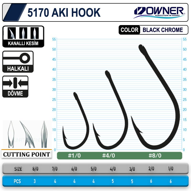 Owner 5170 Aki Hook Black Chrome İğne