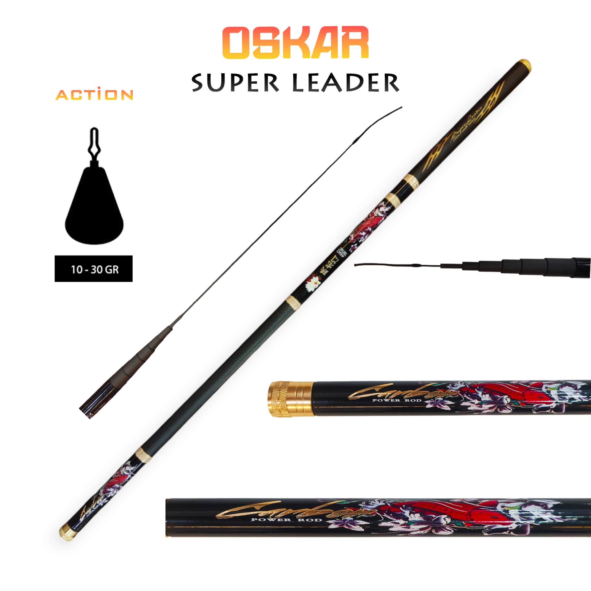 Oskar Carbon Super Leader Kısa Göl Kamışı 450cm