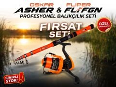 Oskar Asher Olta Kamışı ve FGN4000 Olta Makinesi Turuncu Fırsat Seti