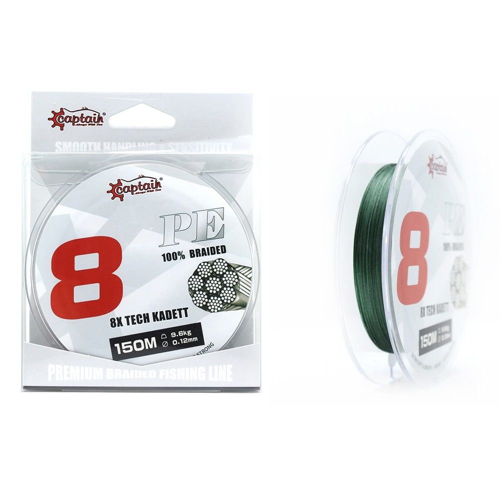 Captain X8 Kadett Tech PE 8 Örgü Spin İpi 150mt Dark Green