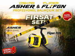 Oskar Asher Olta Kamışı ve FGN4000 Olta Makinesi Sarı Fırsat Seti 3,60MT