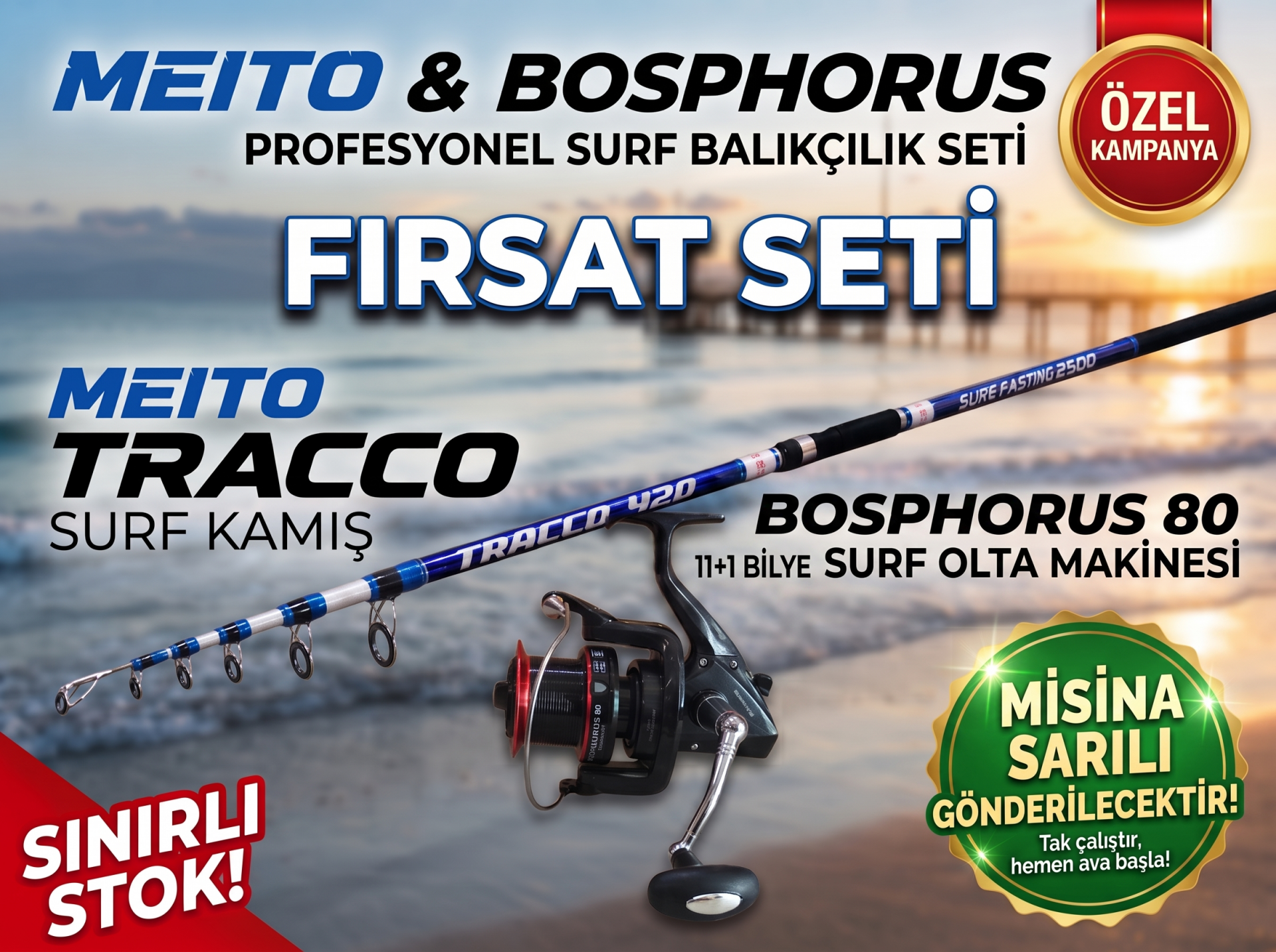 Meito & Bosphorus Profesyonel Surf Takımı (11+1 Bilye + Misinalı)