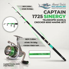 Captain 1725 Fiber Kamış & Cnocker 6000 Kıyı ve Tekne Olta Seti (YEŞİL SET)