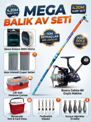 OMOTO Baltica 4.20m Surf Kamış ve BAWRA Galata 60 Mega Balık Av Seti (Kovalı & Çantalı)