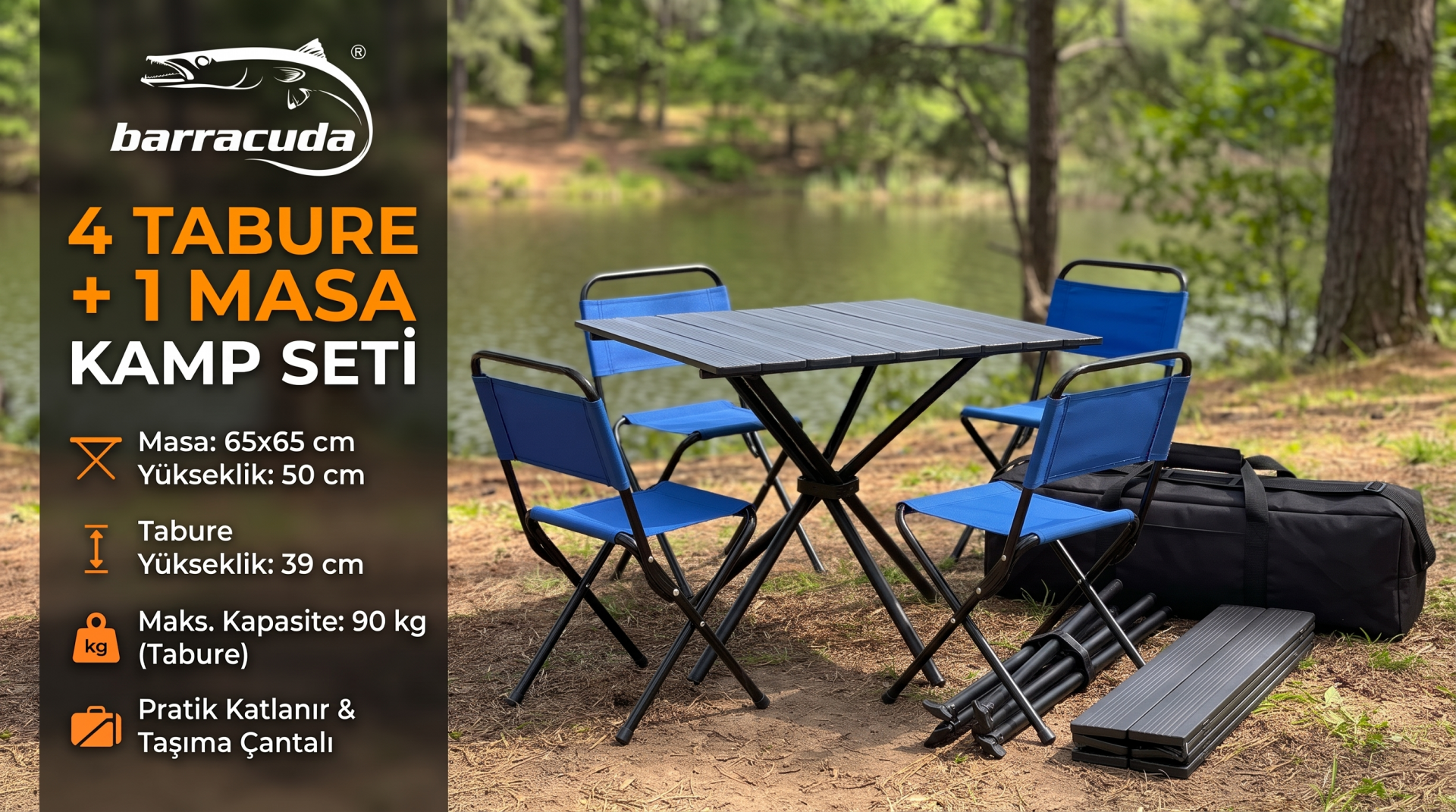 Barracuda Katlanır Masa & Tabure Kamp ve Piknik Seti