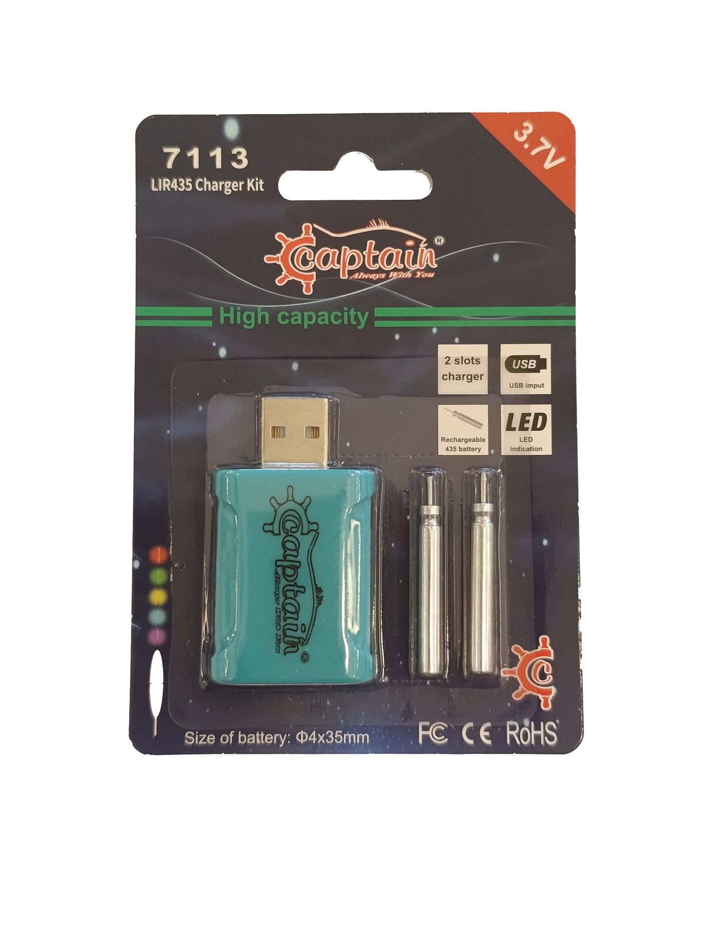 Captain 7113 Fosfor ve Şamandra Pili İçin Pil Şarj Kiti USB li